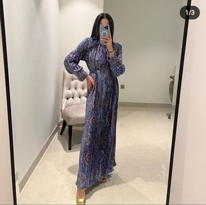 Paisley pleated maxi dress